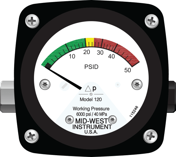 Midwest Instrument 120-Aa-00-Oo-50P Pressure Gauge,0 To 50 Psi
